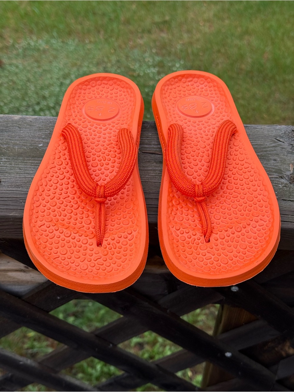 Bright Orange Textured Flip Flop Sandals